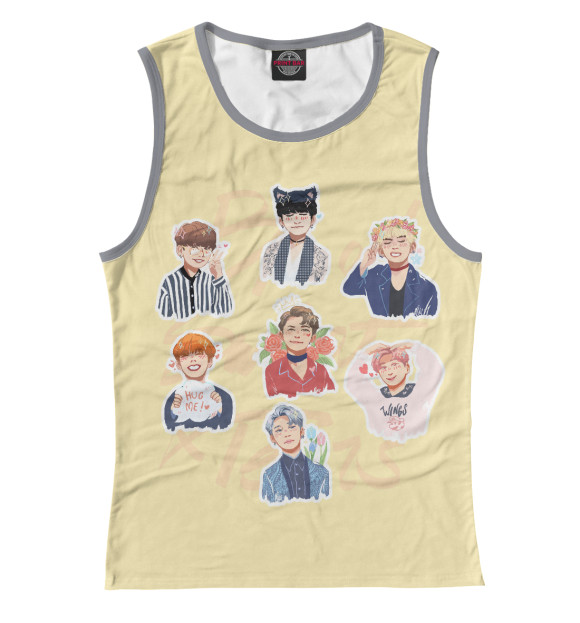 Майка для девочки с изображением BTS цвета Белый