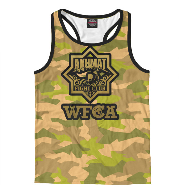 Мужская майка-борцовка с изображением Akhmat club камуфляж цвета Белый