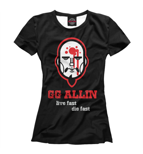 Футболка для девочек с изображением Gg allin цвета Белый