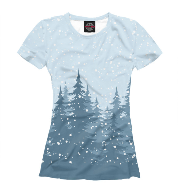 Женская футболка с изображением Зимний ельник цвета Белый