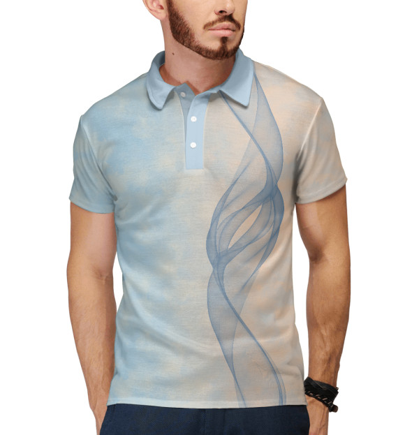 Мужское поло с притом Waves цвета Белый Мужское поло с изображением Waves цвета Белый