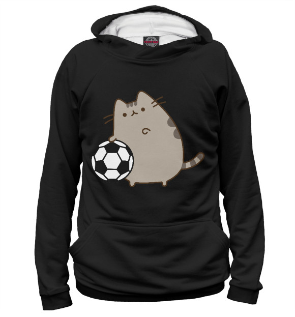 Мужское худи с изображением Pusheen Футболист цвета Белый