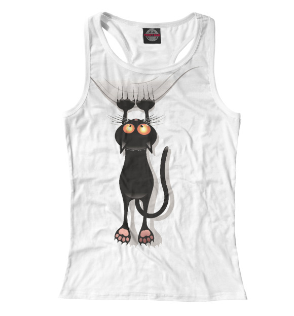 Женская майка-борцовка с изображением Кот цвета Белый