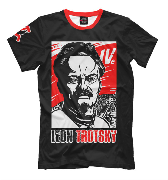 Мужская футболка с изображением Лев Троцкий цвета Черный