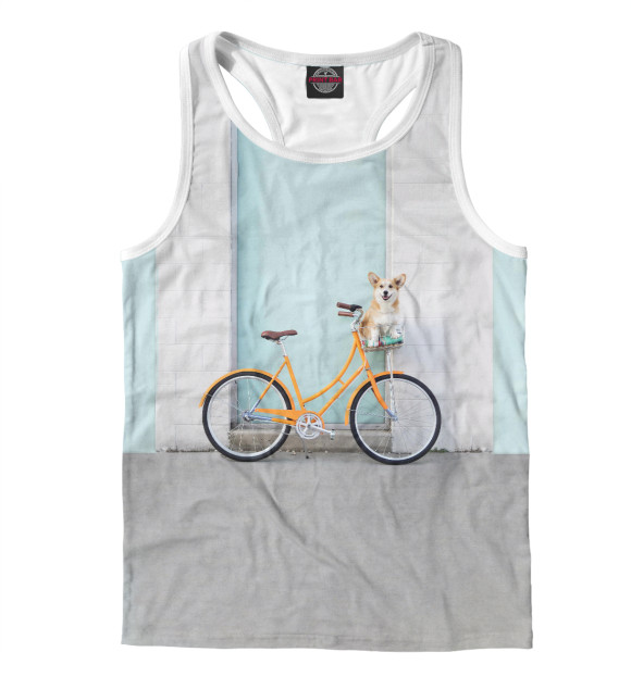 Мужская майка-борцовка с изображением Вельш Корги цвета Белый