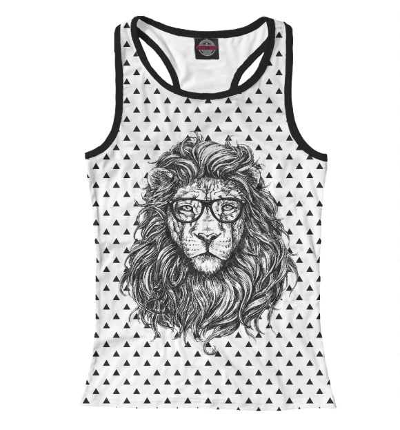 Женская майка-борцовка с изображением Лев в горошек цвета Белый