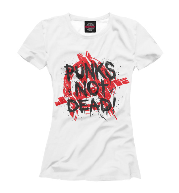 Женская футболка с изображением Punks not Dead цвета Белый