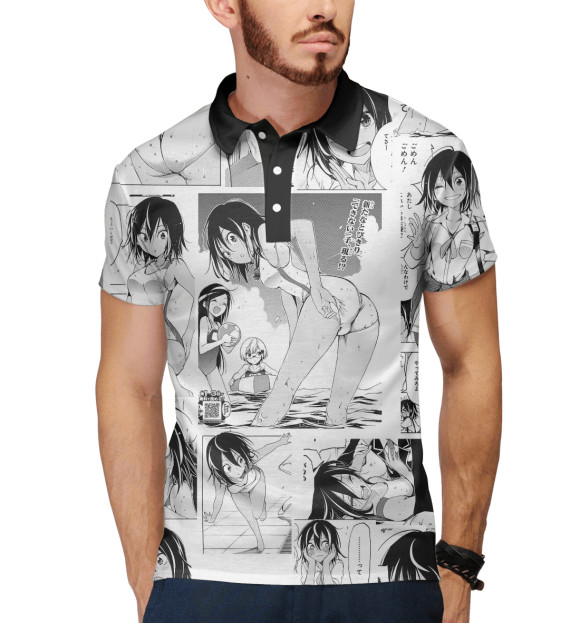 Мужское поло с изображением Anime цвета Белый