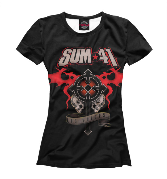 Женская футболка с изображением SUM41 цвета Белый
