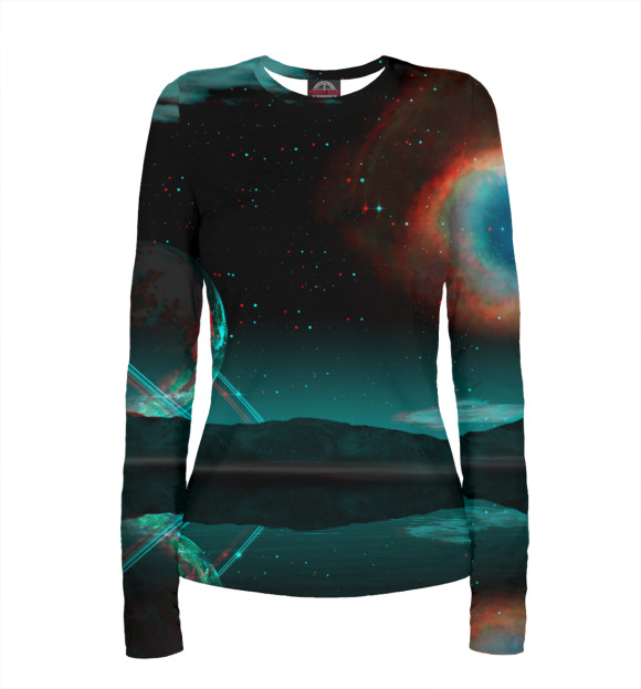 Женский лонгслив с изображением Космос цвета Белый