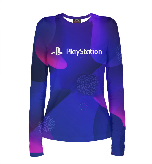 Женский лонгслив с притом Playstation цвета Белый Женский лонгслив с изображением Playstation цвета Белый