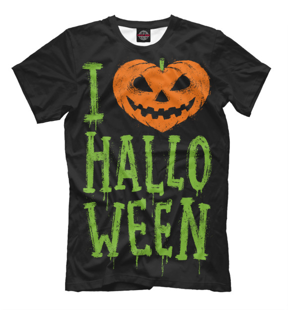 Мужская футболка с изображением I Love Halloween цвета Черный