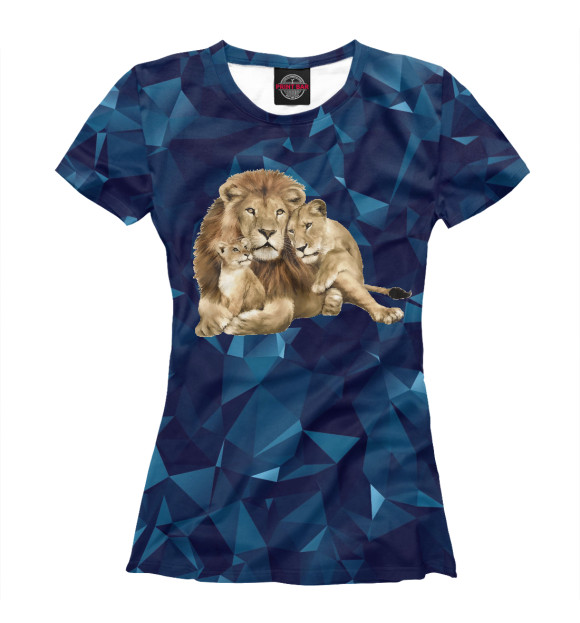 Женская футболка с изображением Lion Family цвета Белый