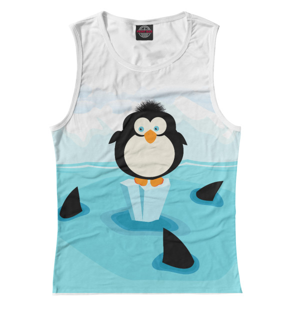 Женская майка с притом Пингвинчик цвета Белый Женская майка с изображением Пингвинчик цвета Белый