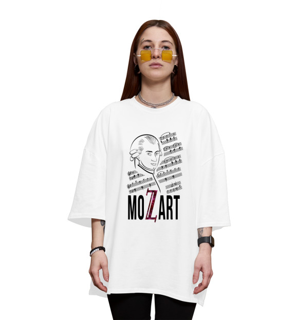 Женская футболка оверсайз с изображением Моцарт цвета Белый
