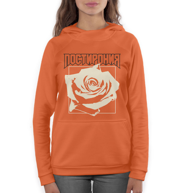 Женское худи с изображением Постирония цвета Белый