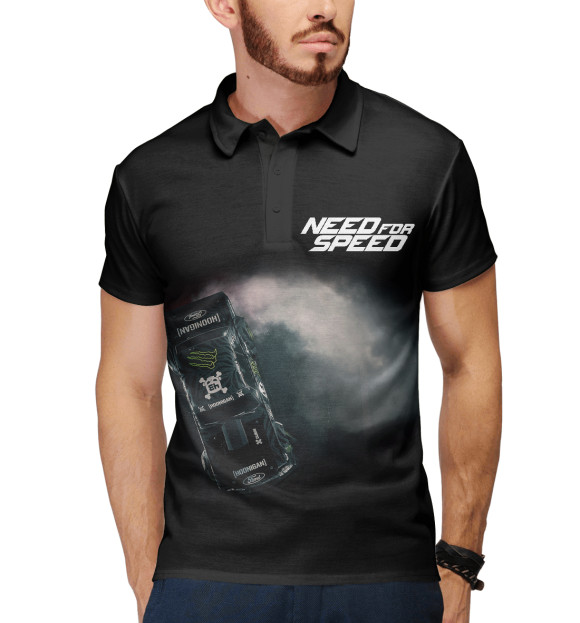 Мужское поло с изображением Need For Speed цвета Белый
