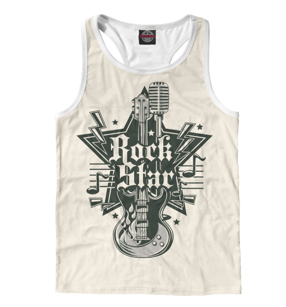 Мужская майка-борцовка с изображением Rock star цвета Белый