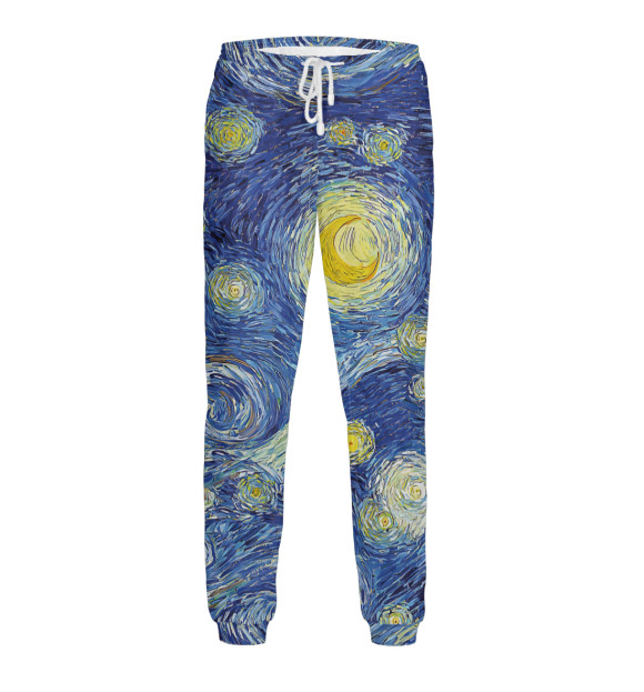 Мужские спортивные штаны с изображением Звездное небо Ван Гога цвета Белый