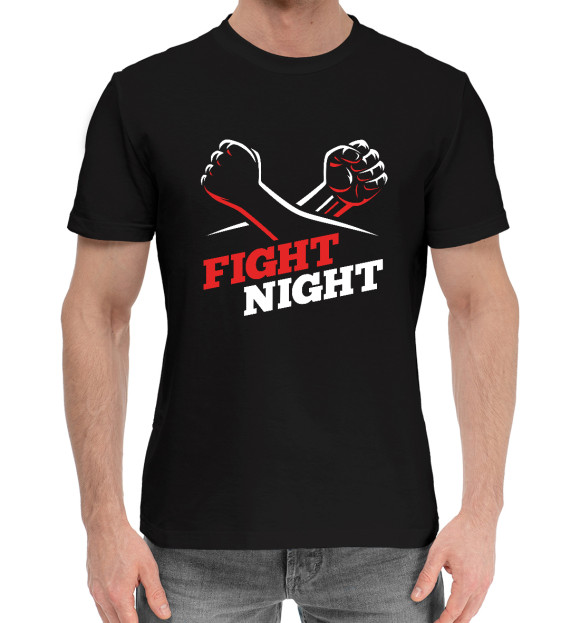 Мужская хлопковая футболка с изображением Fight Night цвета Черный