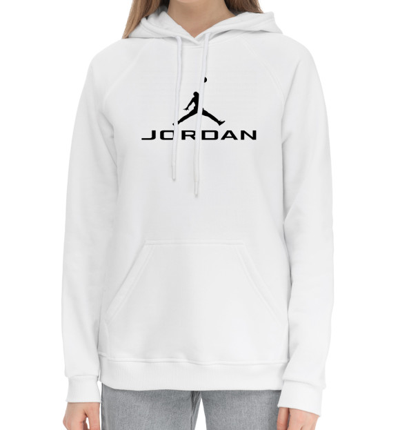 Женский хлопковый худи с изображением Michael Jordan цвета Белый