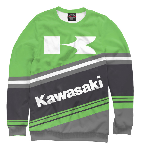 Свитшот для девочек с изображением Kawasaki цвета Белый