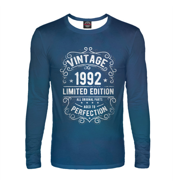 Мужской лонгслив с изображением Vintage 1992 цвета Белый