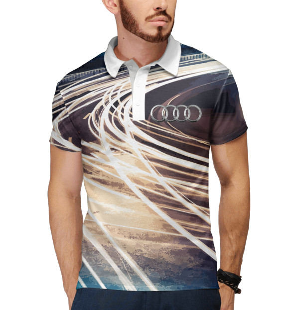 Мужское поло с изображением Audi цвета Белый