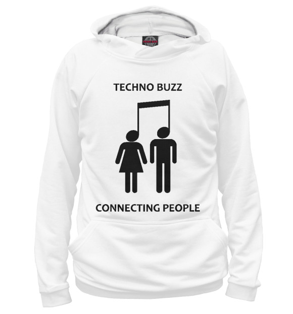 Женское худи с изображением TECHNO BUZZ цвета Белый