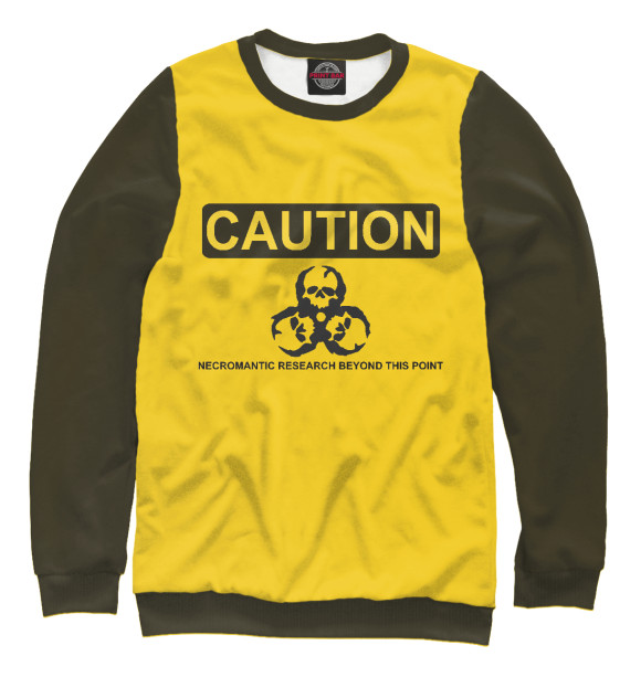 Мужской свитшот с изображением Caution цвета Белый