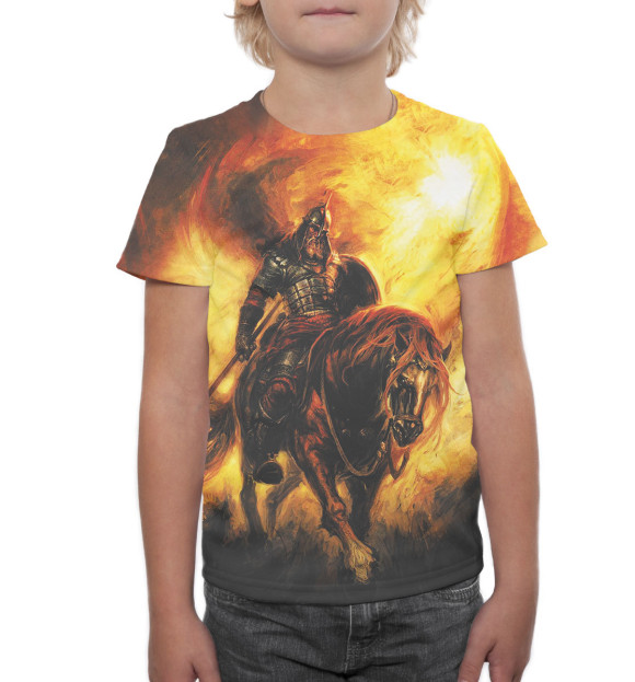 Футболка для мальчиков с изображением Богатырь цвета Белый