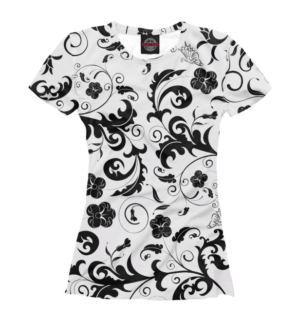Футболка для девочек с изображением White'n'Black  Flowers цвета Белый