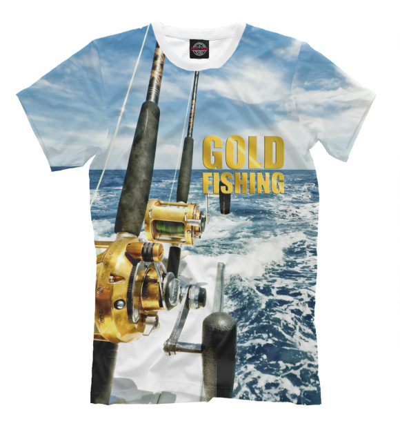 Мужская футболка с изображением Gold fishing цвета Молочно-белый