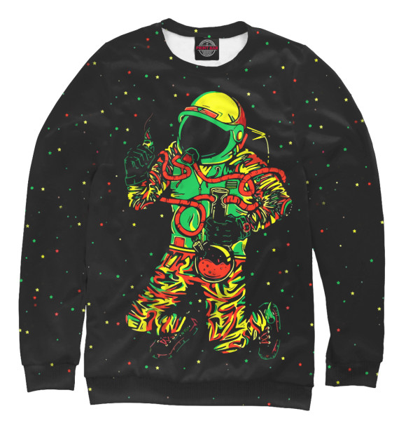 Свитшот для мальчиков с изображением Космонавт с кальяном цвета Белый