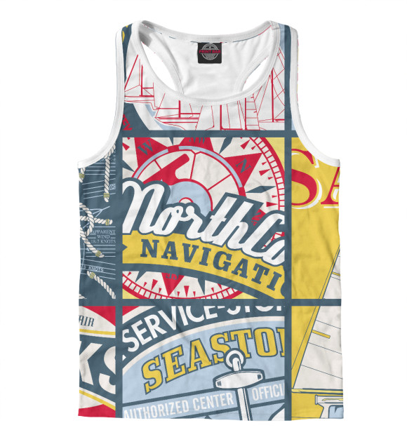 Мужская майка-борцовка с изображением Marine style цвета Белый