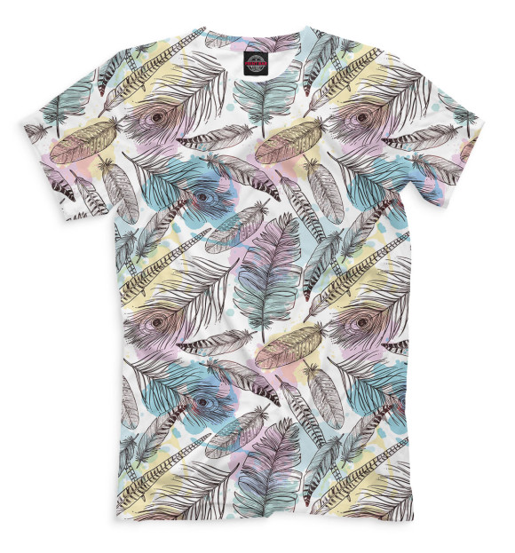 Футболка для мальчиков с изображением Перья цвета Белый