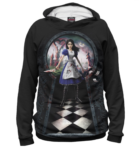 Мужское худи с изображением Alice: Madness Returns цвета Белый