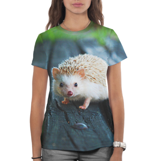 Женская футболка с изображением Ёжики цвета Белый