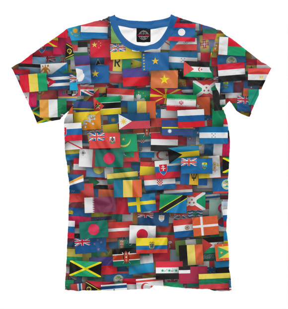 Мужская футболка с изображением Флаги всех стран цвета Молочно-белый