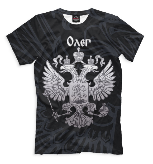 Мужская футболка с изображением Олег цвета Черный