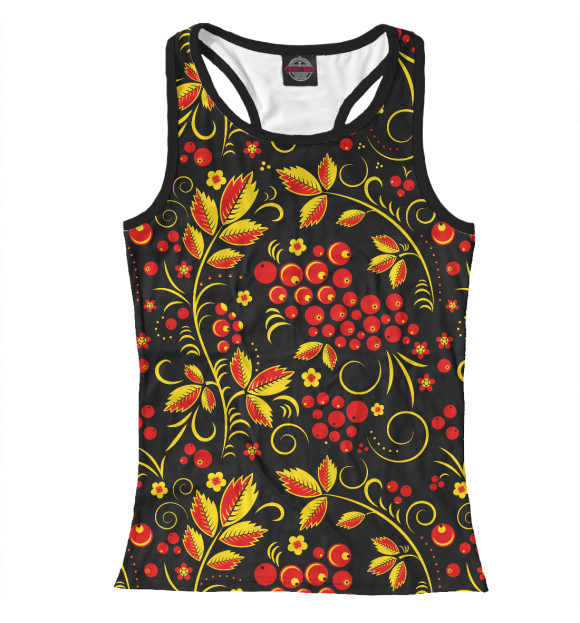 Женская майка-борцовка с изображением Хохлома цвета Белый