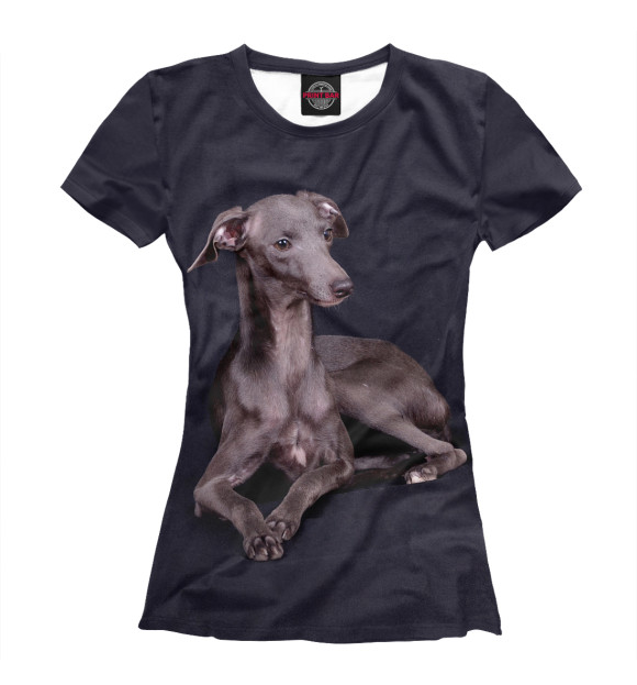 Женская футболка с изображением Левретка цвета Белый