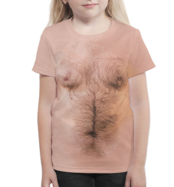 Футболка для девочек с изображением Волосатая грудь цвета Белый