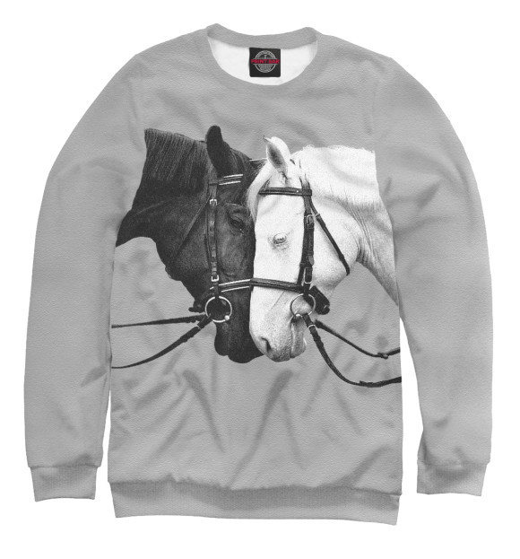 Женский свитшот с изображением MAGNIFICENT HORSES цвета Белый