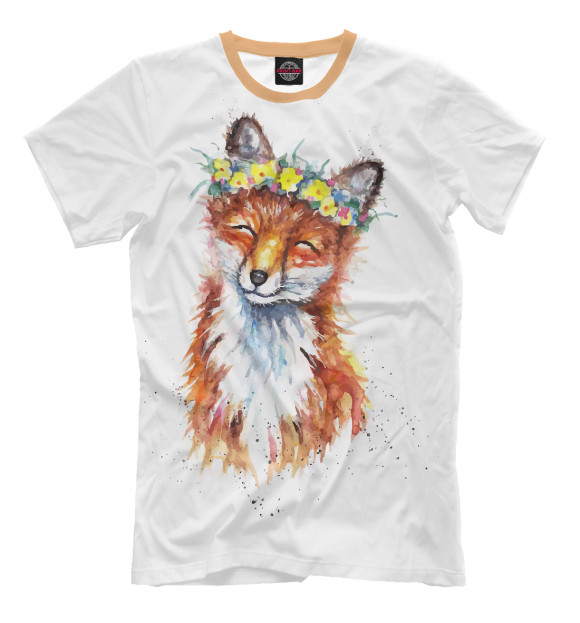 Мужская футболка с изображением Лисица цвета Белый