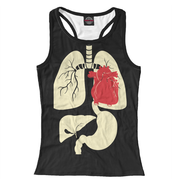 Женская майка-борцовка с изображением Органы цвета Белый