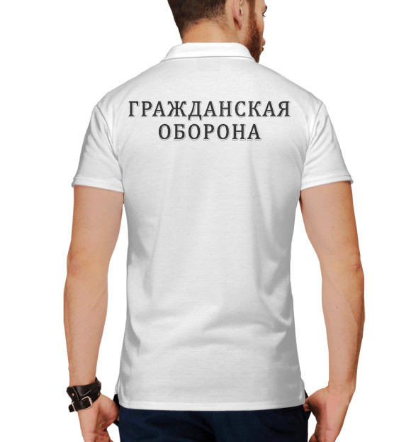 Мужское поло с изображением Гражданская Оборона цвета Белый