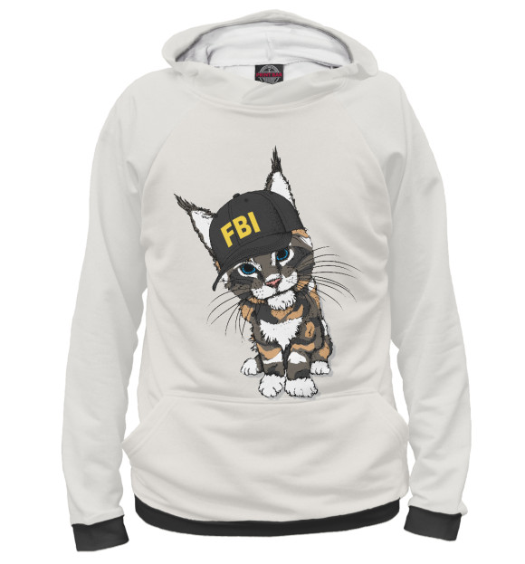 Женское худи с изображением FBI Cat цвета Белый