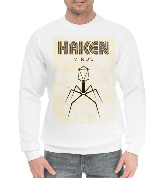 Мужской хлопковый свитшот с изображением Haken цвета Белый