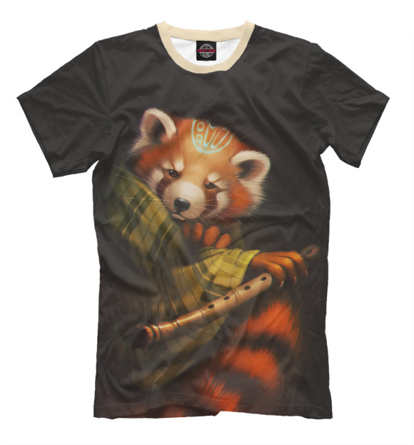 Мужская футболка с изображением Red panda цвета Молочно-белый
